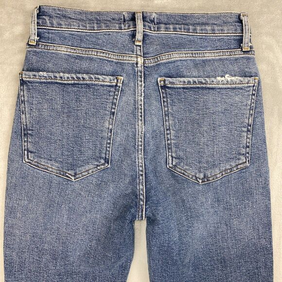 AGOLDE Women’s 25 Nico High Rise Slim Crop Jeans Shoreline Knee Tear Button Fly - Picture 9 of 10